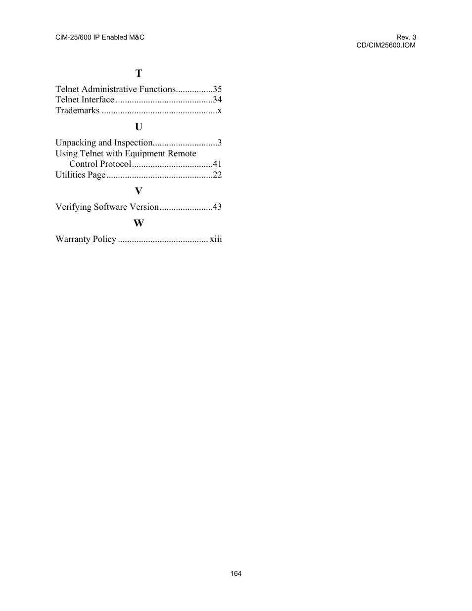 Comtech EF Data CiM-25/600 User Manual | Page 184 / 186