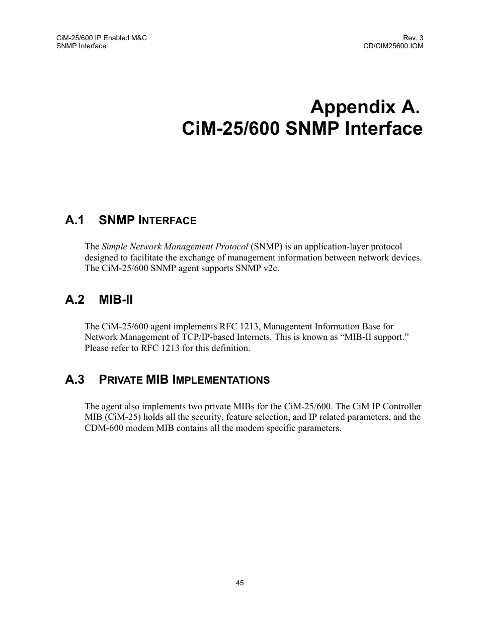A. snmp interface | Comtech EF Data CiM-25/600 User Manual | Page 65 / 186