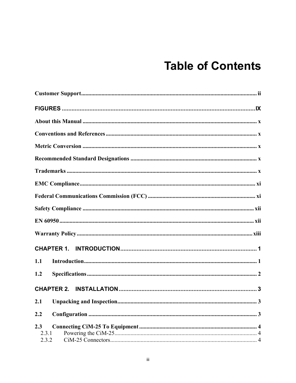 Comtech EF Data CiM-25/600 User Manual | Page 9 / 186