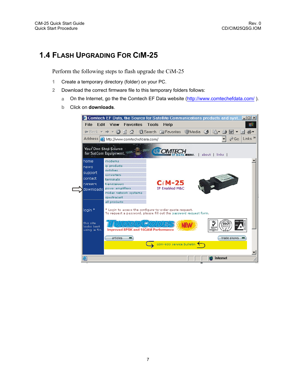 Flash upgrading for cim-25, 4 flash upgrading for cim-25, M-25 | Comtech EF Data CiM-25 User Manual | Page 17 / 26