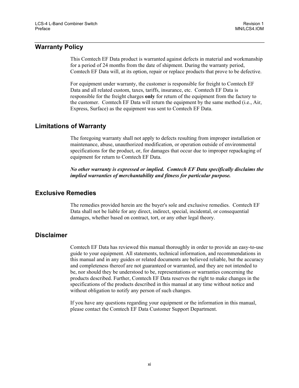 Comtech EF Data LCS-4 User Manual | Page 13 / 90
