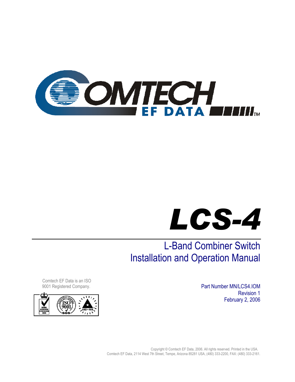 Lcs-4 | Comtech EF Data LCS-4 User Manual | Page 3 / 90