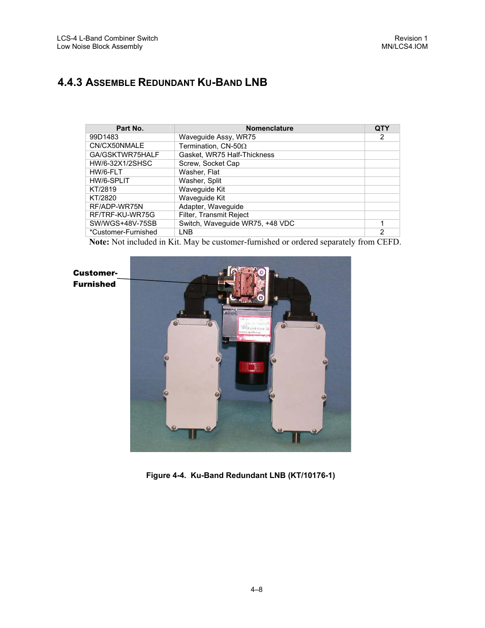 Assemble redundant ku-band lnb | Comtech EF Data LCS-4 User Manual | Page 36 / 90