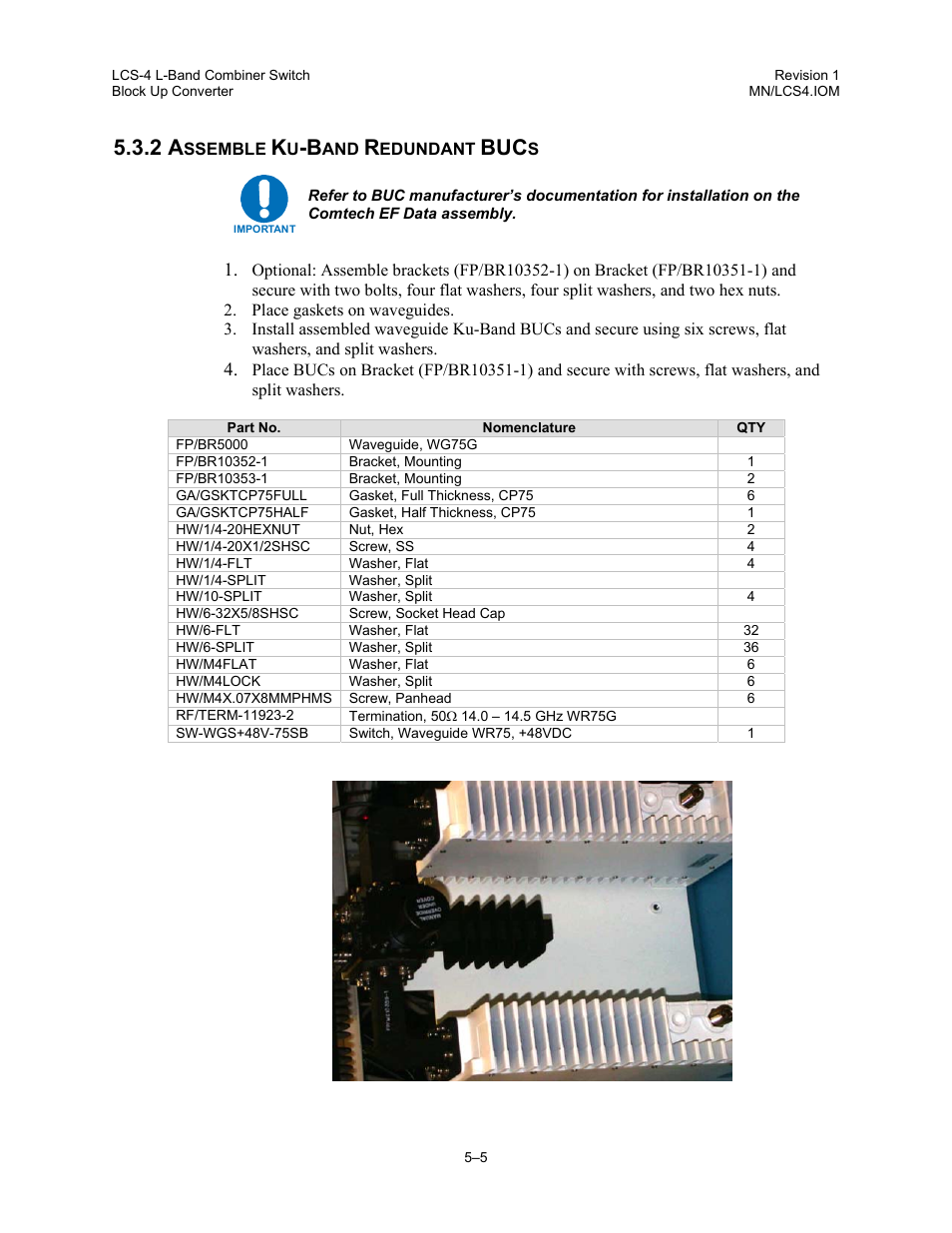 Assemble ku-band redundant bucs | Comtech EF Data LCS-4 User Manual | Page 45 / 90