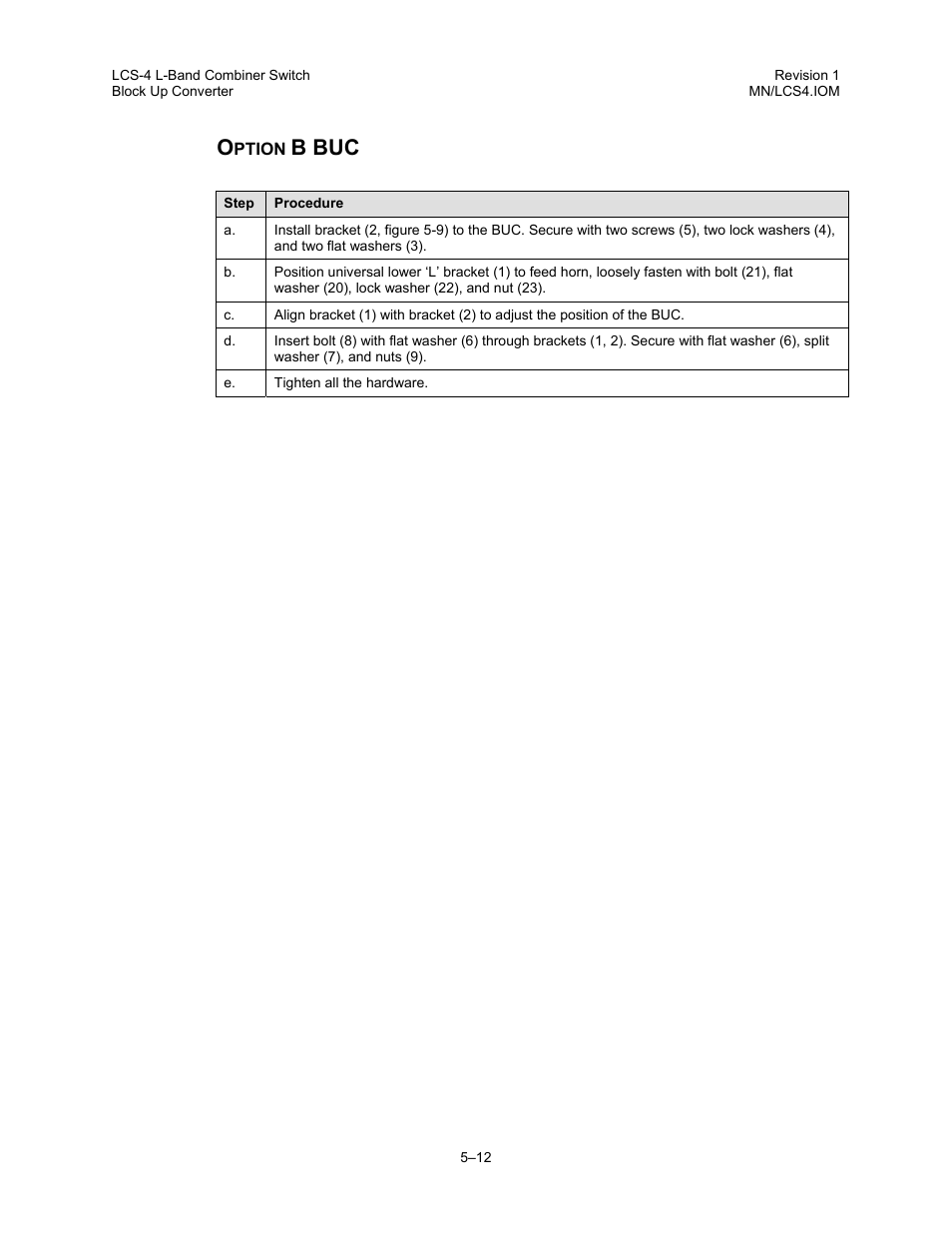 Option b buc, B buc | Comtech EF Data LCS-4 User Manual | Page 52 / 90