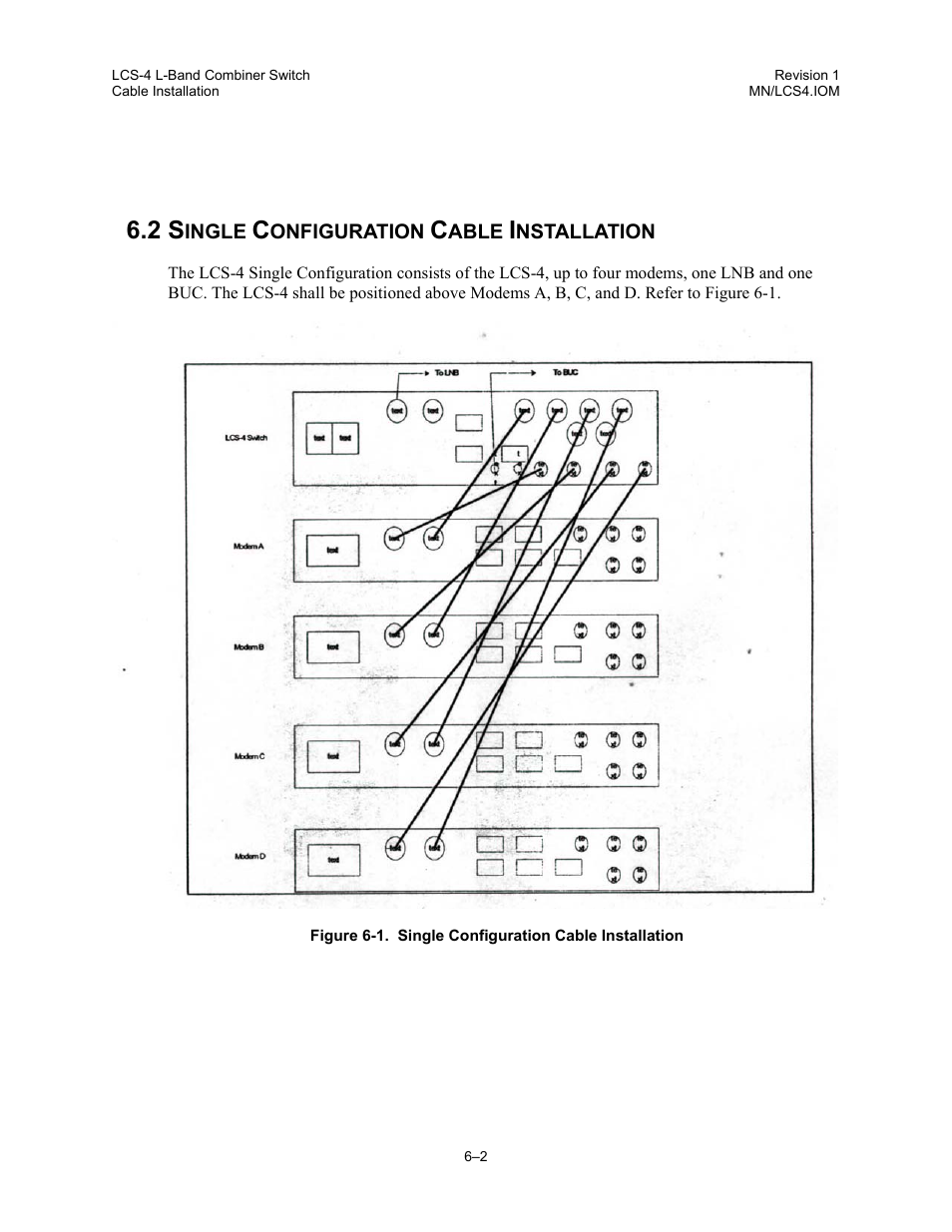 Single configuration cable installation | Comtech EF Data LCS-4 User Manual | Page 54 / 90