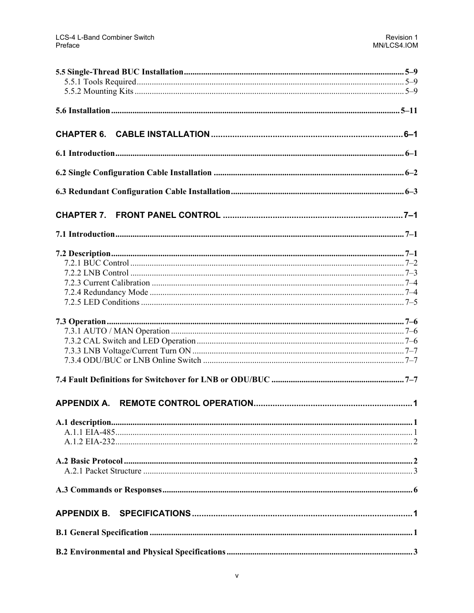 Comtech EF Data LCS-4 User Manual | Page 7 / 90