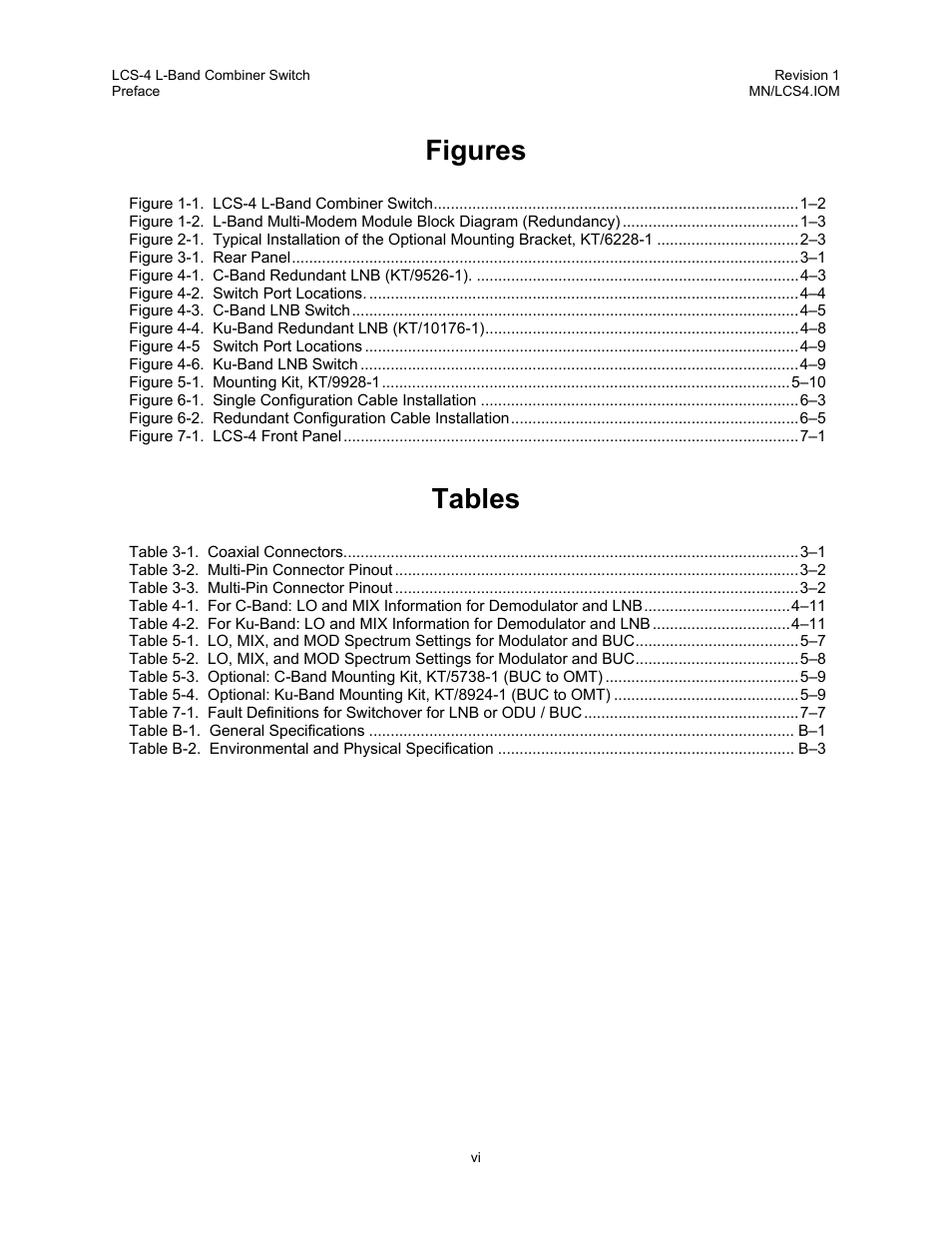 Figures, Tables | Comtech EF Data LCS-4 User Manual | Page 8 / 90