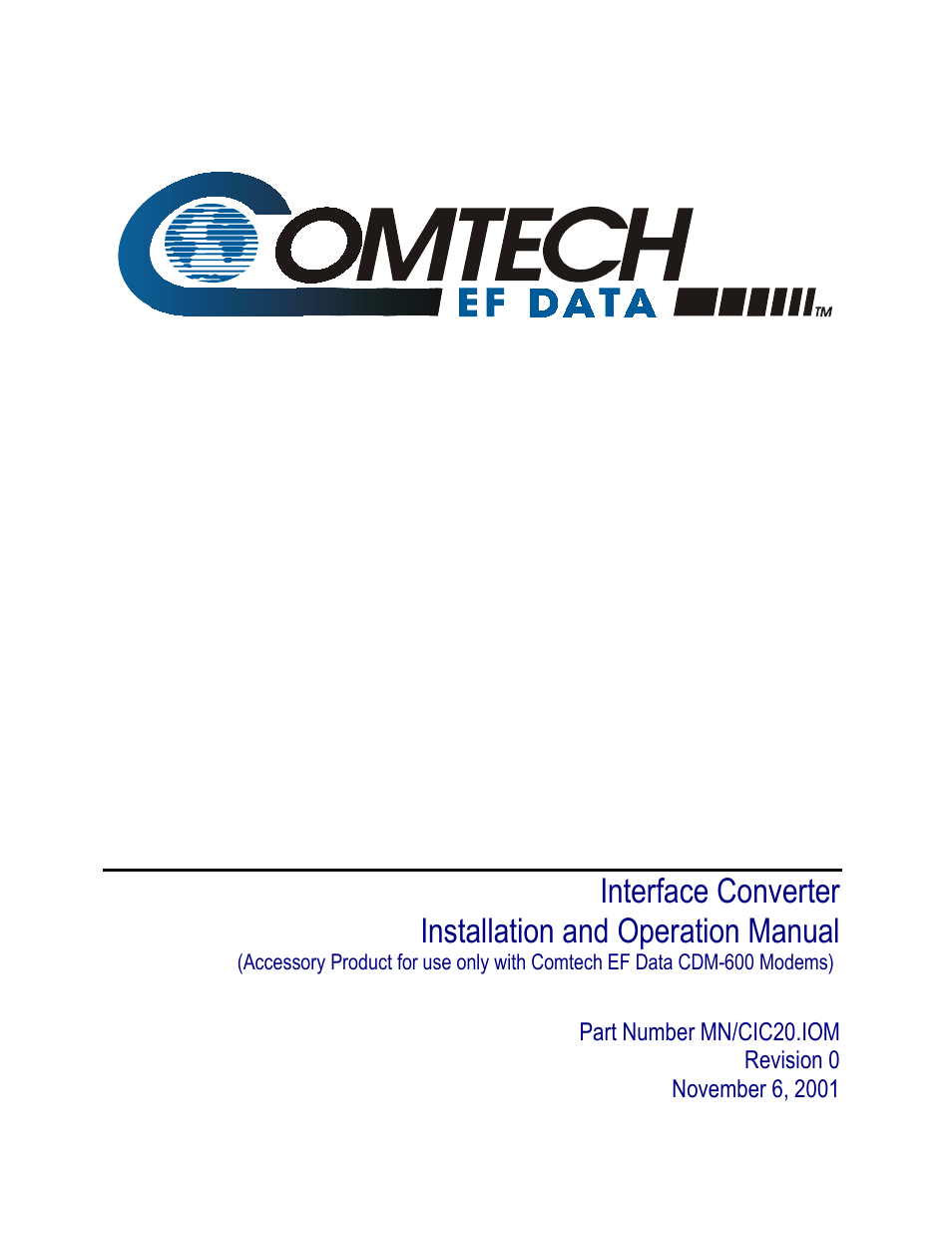 Comtech EF Data CIC-20 LVDS to HSSI User Manual | 26 pages