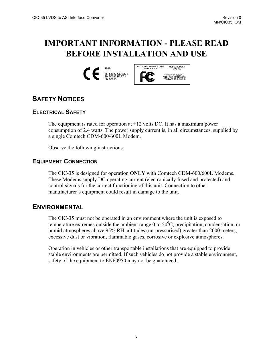 Comtech EF Data CIC-35 LVDS to ASI User Manual | Page 7 / 18