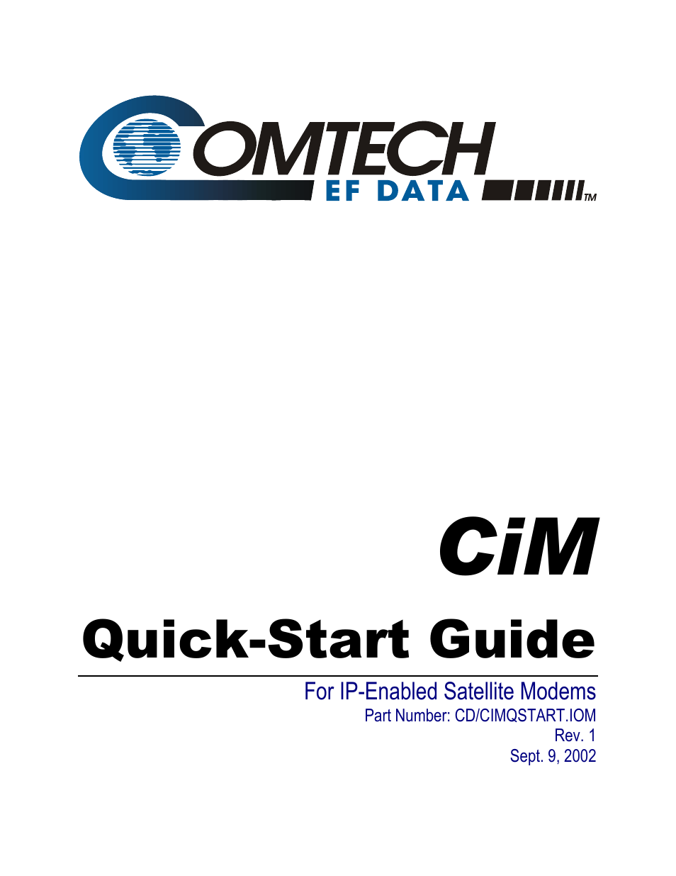 Comtech EF Data CiM Quick-Start Guide User Manual | 26 pages