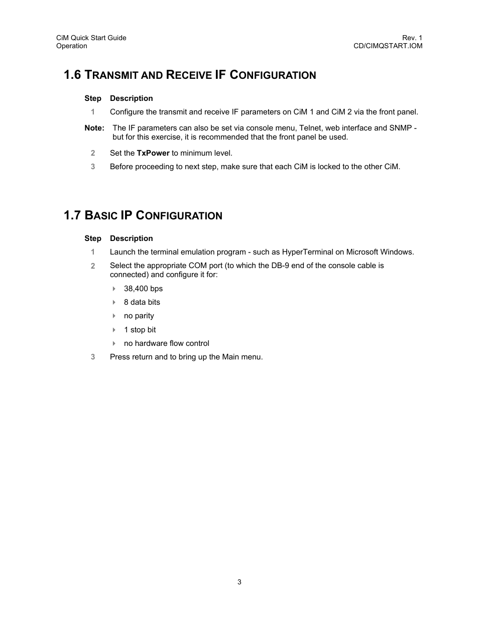 Transmit and receive if configuration, Basic ip configuration, 6 transmit and receive if configuration | 7 basic ip configuration, If c, Ip c | Comtech EF Data CiM Quick-Start Guide User Manual | Page 13 / 26