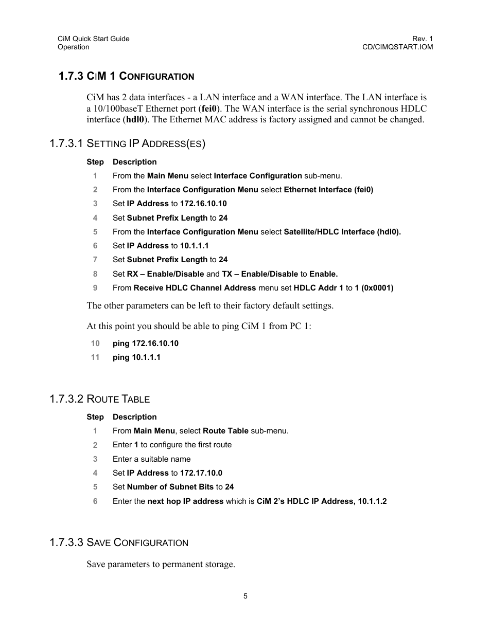 Cim 1 configuration, 3 cim 1 configuration, M 1 c | Ip a | Comtech EF Data CiM Quick-Start Guide User Manual | Page 15 / 26