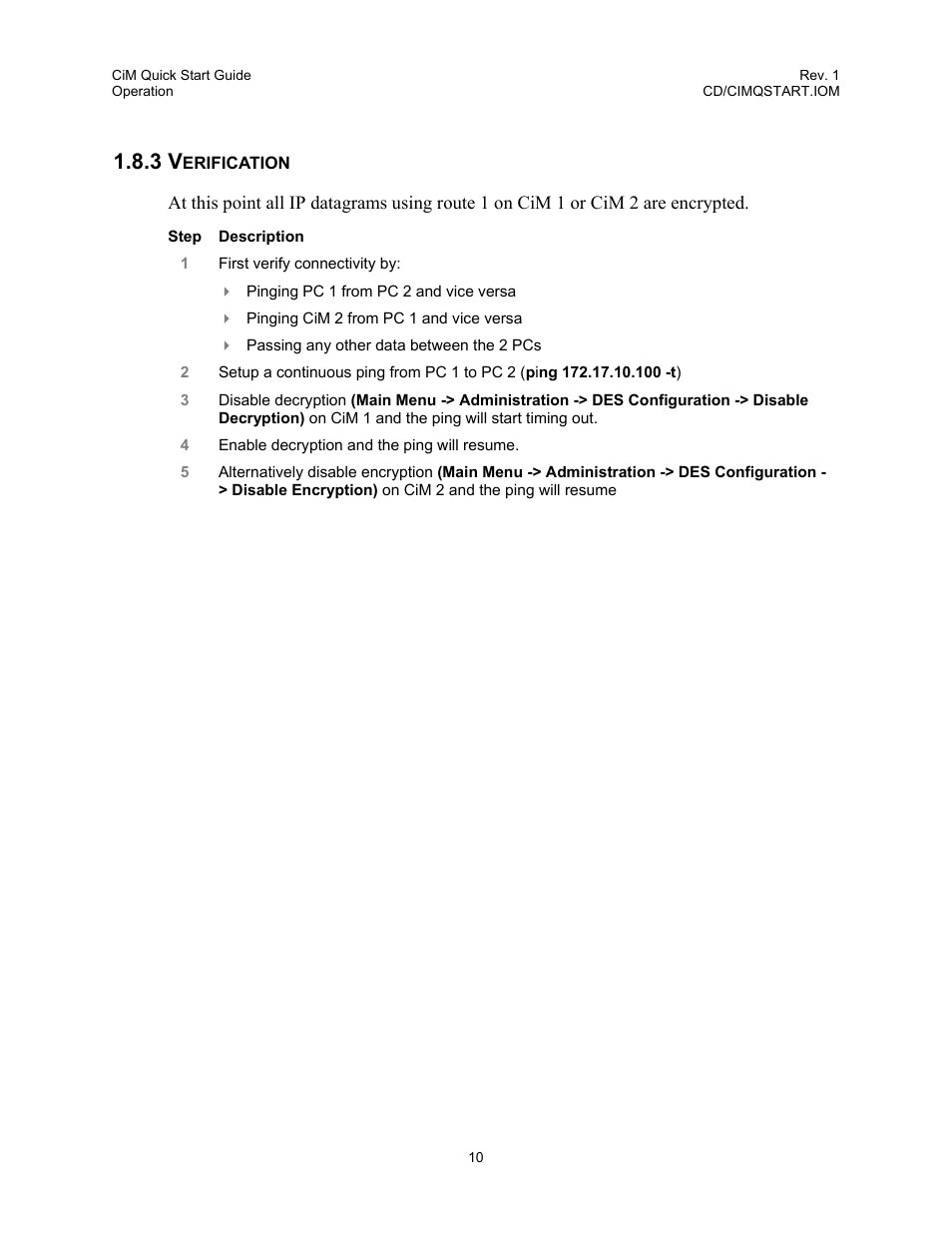 Verification, 3 verification | Comtech EF Data CiM Quick-Start Guide User Manual | Page 20 / 26