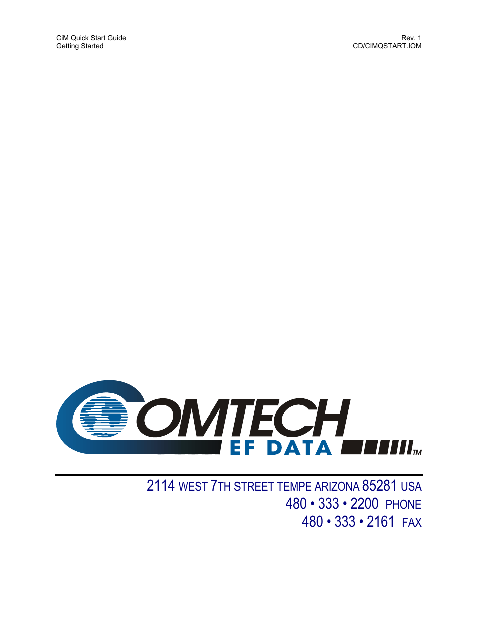 Comtech EF Data CiM Quick-Start Guide User Manual | Page 26 / 26