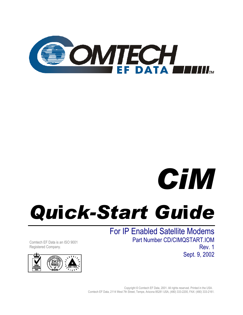 Qu i ck-start gu i de | Comtech EF Data CiM Quick-Start Guide User Manual | Page 3 / 26