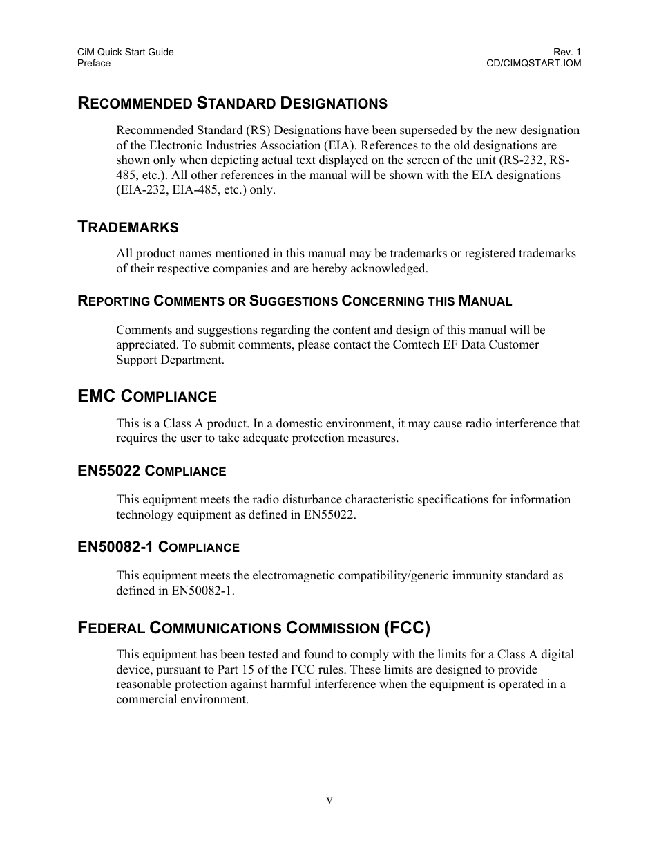 Emc c, Fcc) | Comtech EF Data CiM Quick-Start Guide User Manual | Page 7 / 26