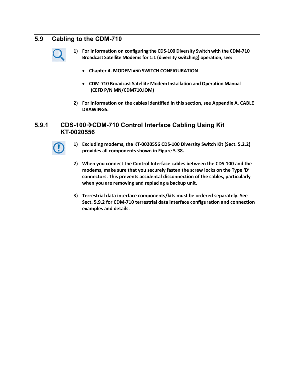 9 cabling to the cdm-710 | Comtech EF Data CDS-100 User Manual | Page 101 / 138