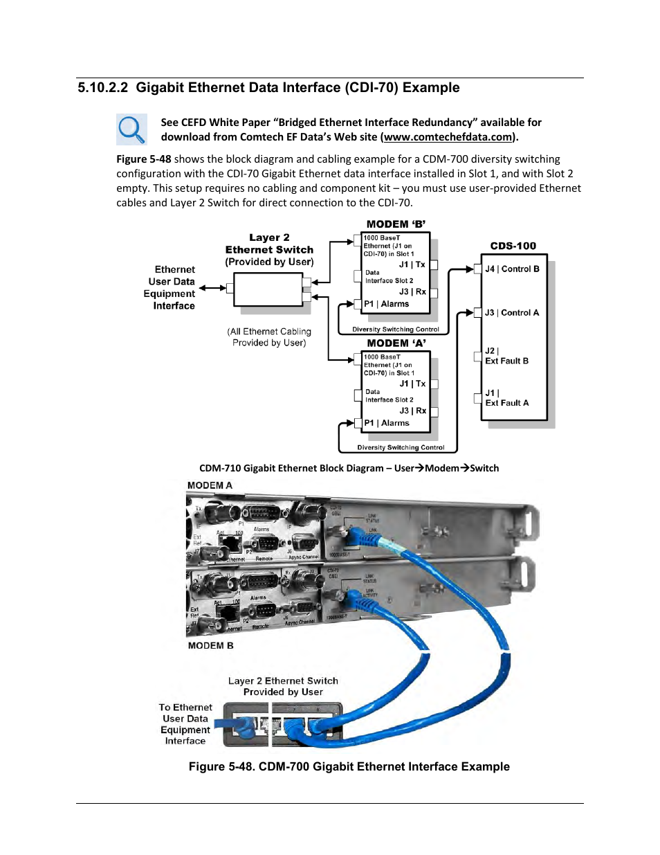 2 gigabit ethernet data interface (cdi-70) example | Comtech EF Data CDS-100 User Manual | Page 113 / 138