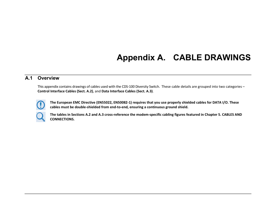 Appendix a. cable drawings | Comtech EF Data CDS-100 User Manual | Page 115 / 138