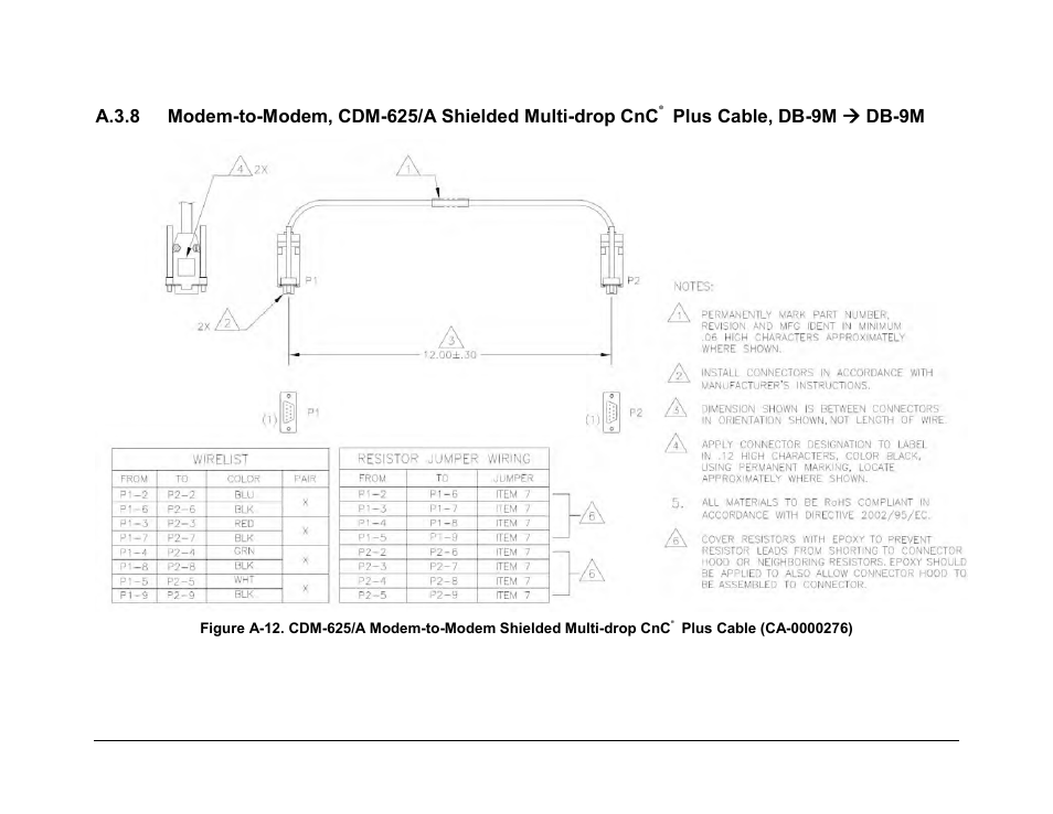 Plus cable, db-9m  db-9m | Comtech EF Data CDS-100 User Manual | Page 131 / 138