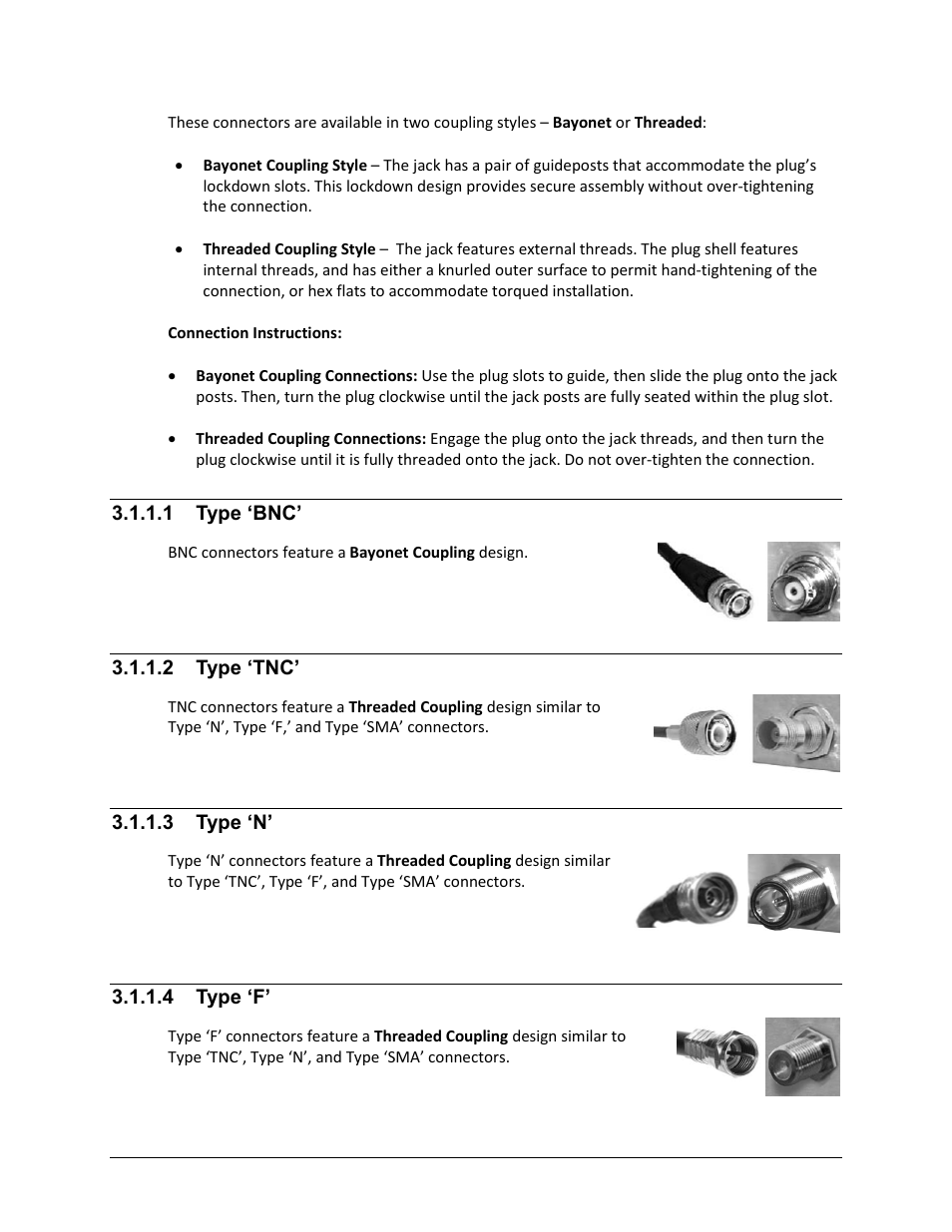 1 type ‘bnc, 2 type ‘tnc, 3 type ‘n | 4 type ‘f | Comtech EF Data CDS-100 User Manual | Page 34 / 138