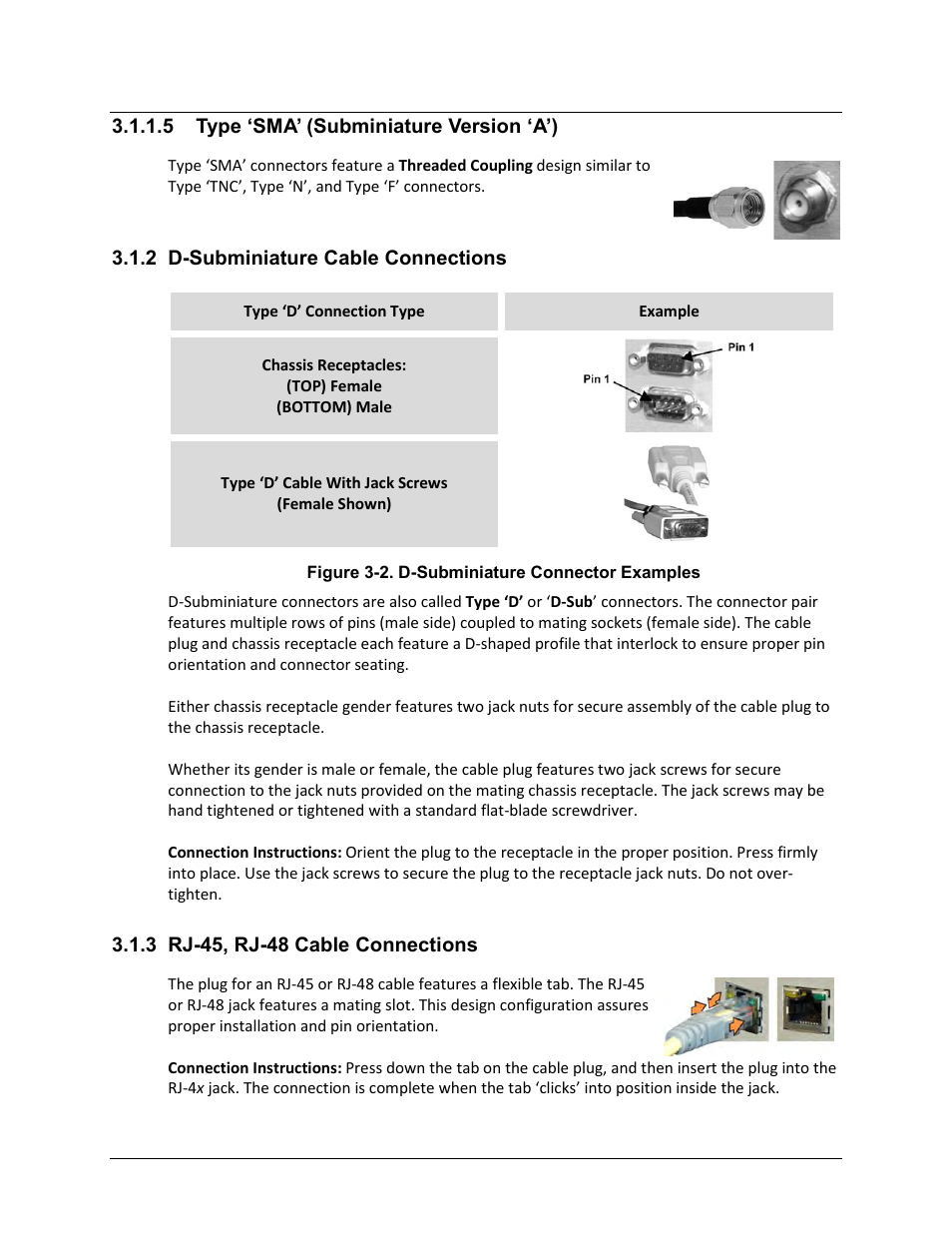 5 type ‘sma’ (subminiature version ‘a’), 2 d-subminiature cable connections, 3 rj-45, rj-48 cable connections | Comtech EF Data CDS-100 User Manual | Page 35 / 138