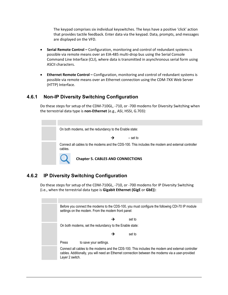 1 non-ip diversity switching configuration, 2 ip diversity switching configuration | Comtech EF Data CDS-100 User Manual | Page 53 / 138