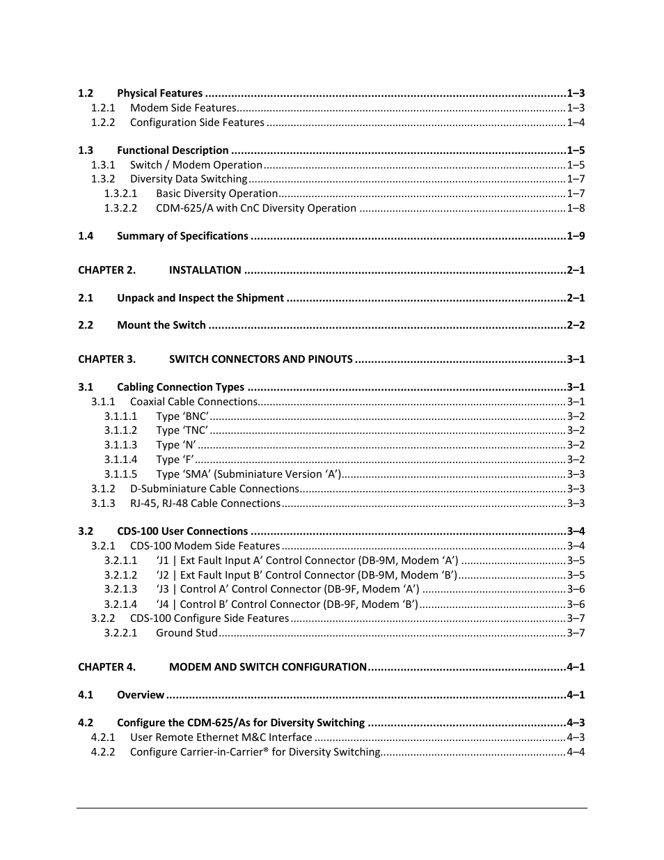 Comtech EF Data CDS-100 User Manual | Page 6 / 138