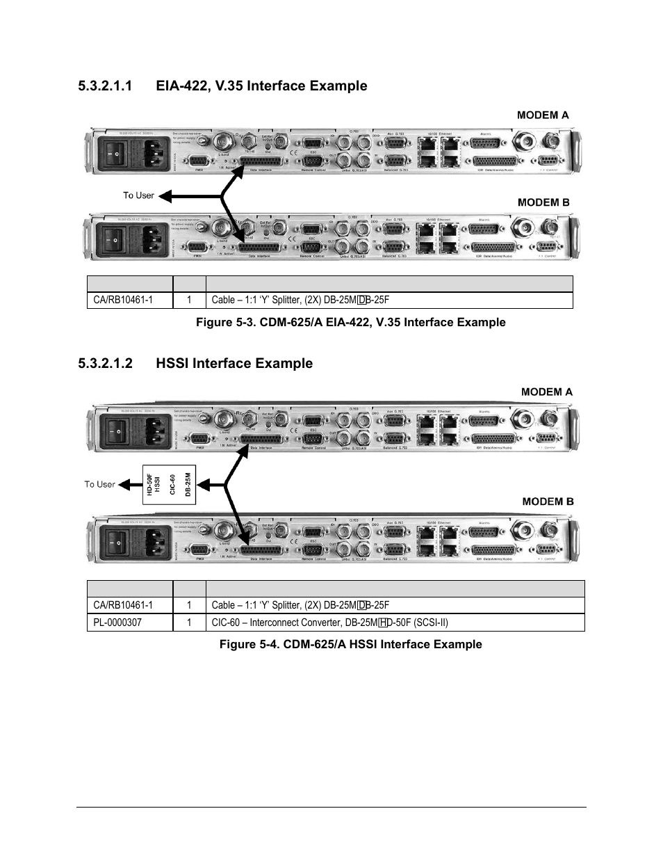 1 eia-422, v.35 interface example, 2 hssi interface example | Comtech EF Data CDS-100 User Manual | Page 64 / 138