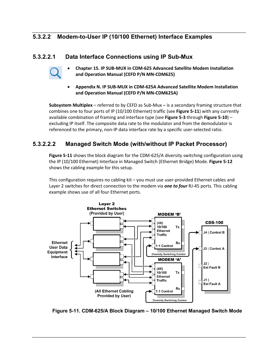 1 data interface connections using ip sub-mux | Comtech EF Data CDS-100 User Manual | Page 69 / 138