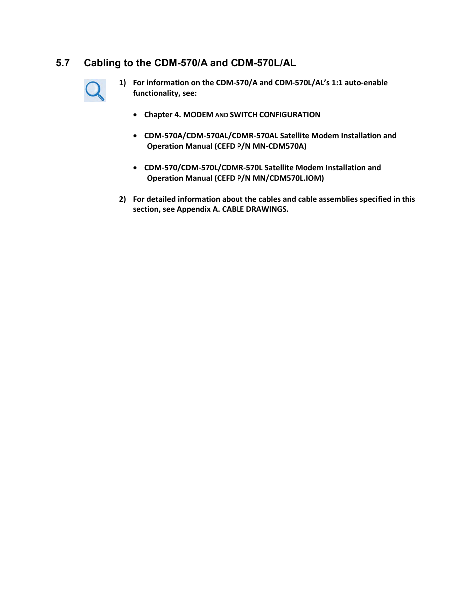 7 cabling to the cdm-570/a and cdm-570l/al | Comtech EF Data CDS-100 User Manual | Page 89 / 138