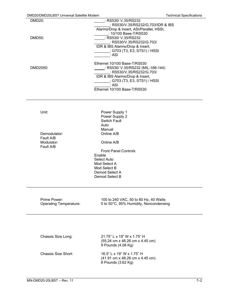 5 front panel led indicators, 6 power and environmental | Comtech EF Data RCS11 User Manual | Page 88 / 110