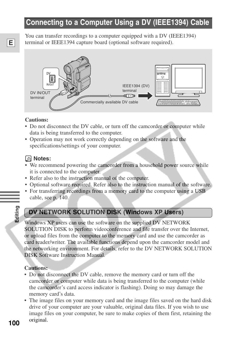 100 e | Canon ELURA 50 User Manual | Page 100 / 174