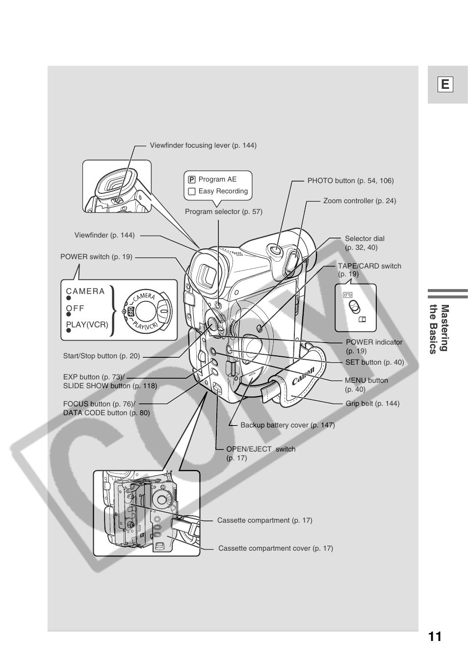 11 e | Canon ELURA 50 User Manual | Page 11 / 174