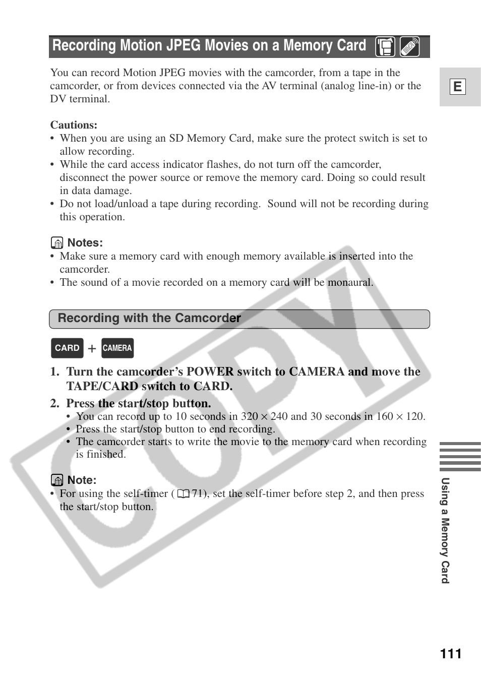 111 e | Canon ELURA 50 User Manual | Page 111 / 174