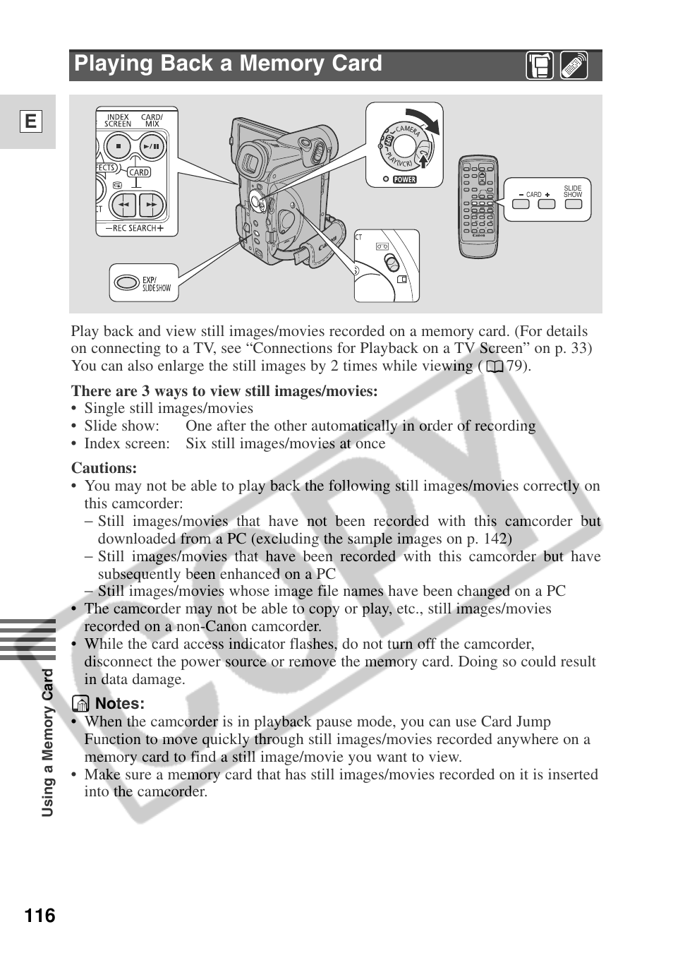 116 e | Canon ELURA 50 User Manual | Page 116 / 174