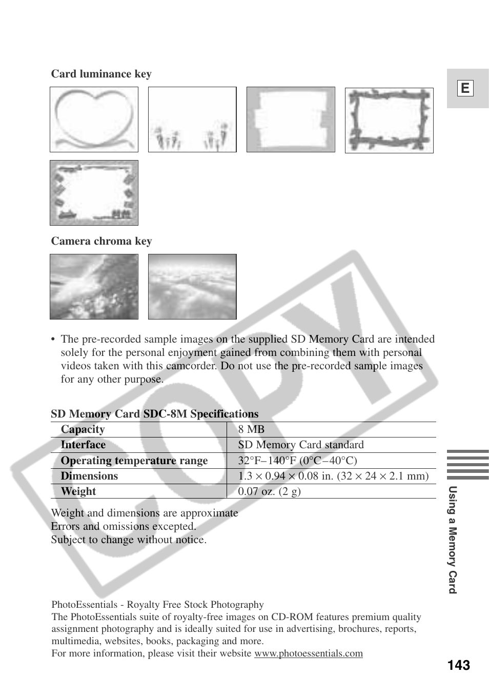 143 e | Canon ELURA 50 User Manual | Page 143 / 174