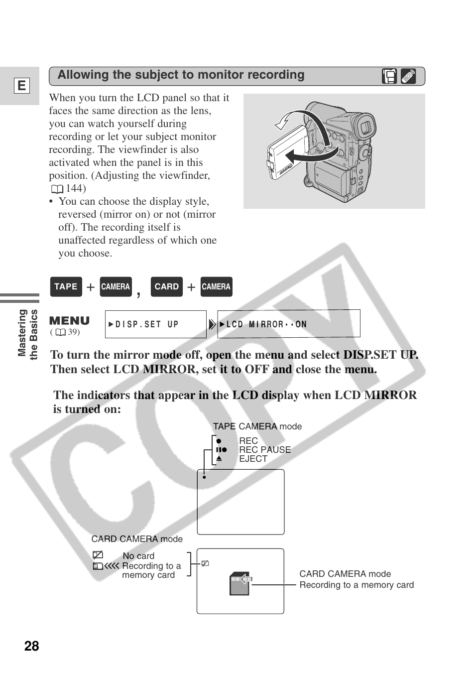 28 e | Canon ELURA 50 User Manual | Page 28 / 174