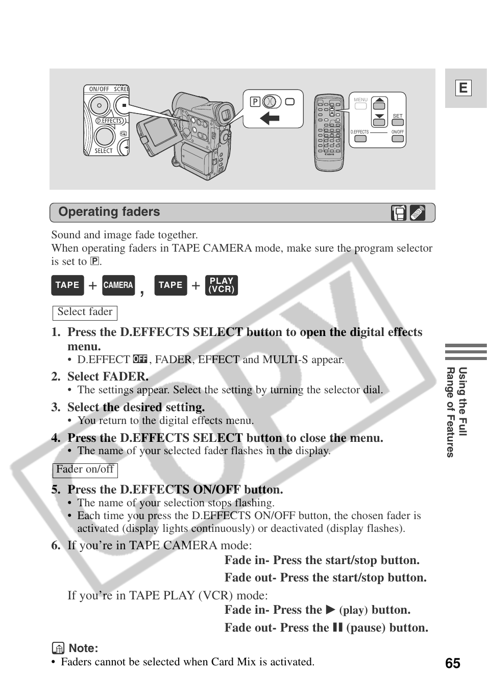 65 e | Canon ELURA 50 User Manual | Page 65 / 174