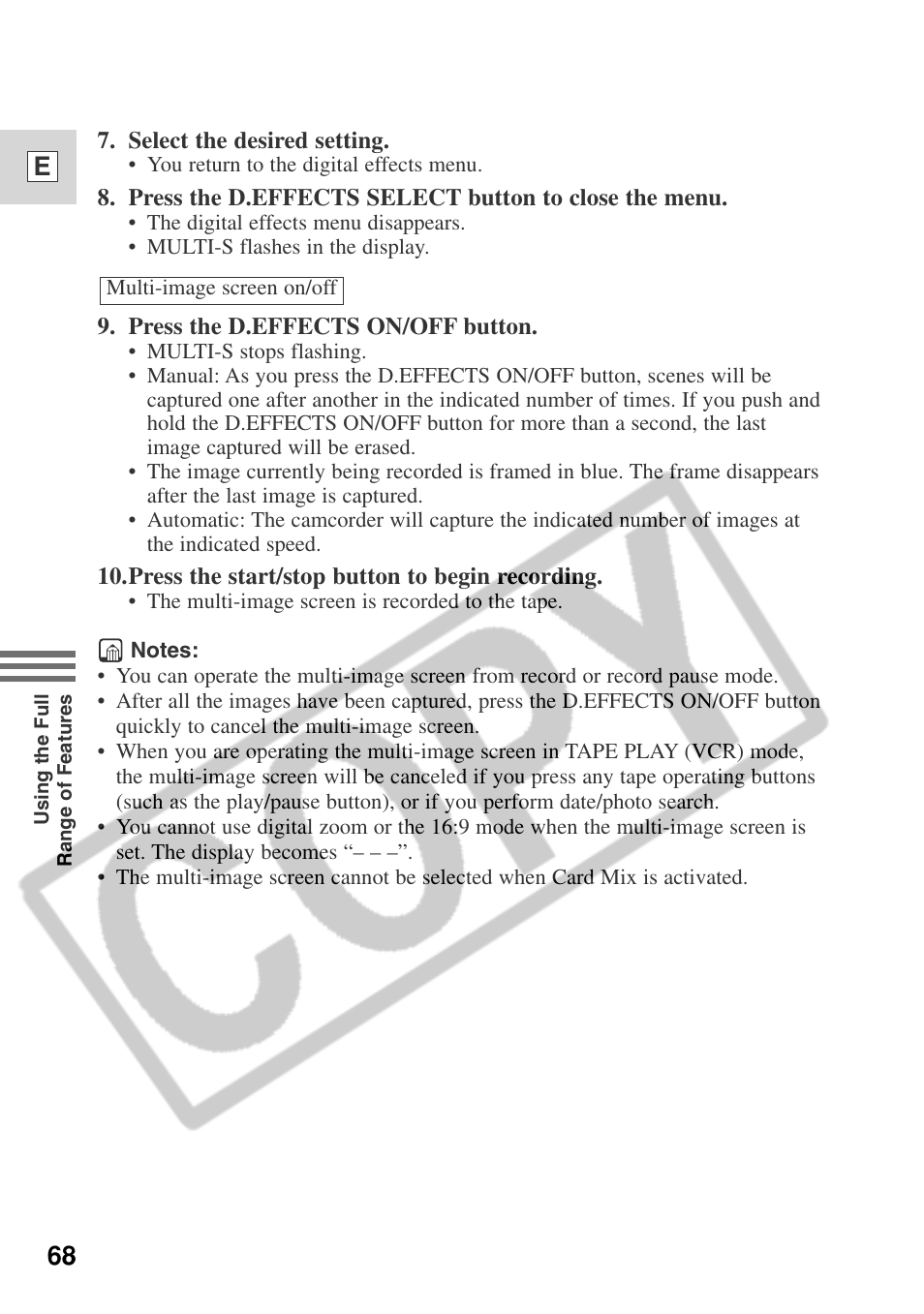 68 e | Canon ELURA 50 User Manual | Page 68 / 174