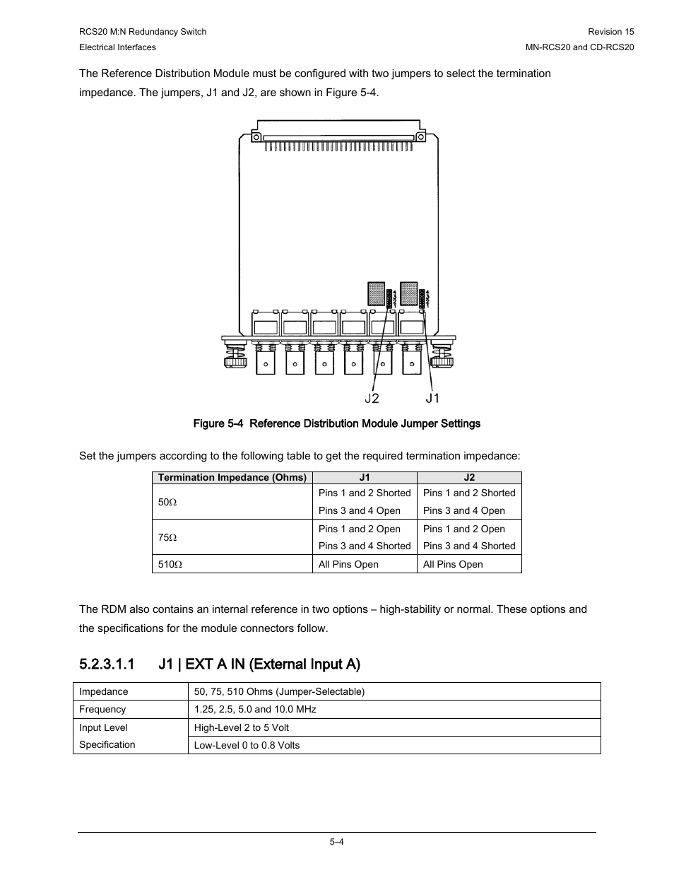 1 j1 | ext a in (external input a) | Comtech EF Data RCS20 User Manual | Page 104 / 202