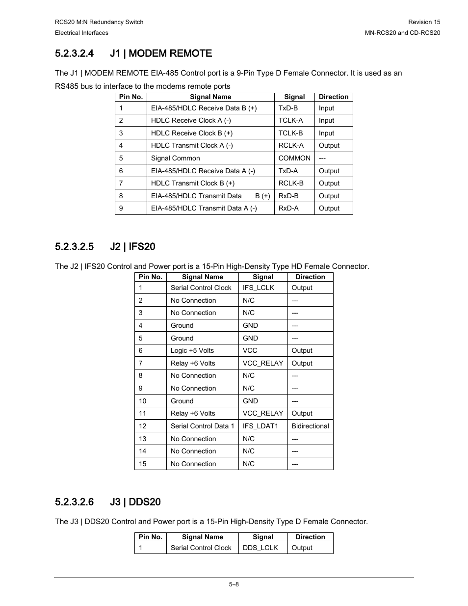 4 j1 | modem remote, 5 j2 | ifs20, 6 j3 | dds20 | Comtech EF Data RCS20 User Manual | Page 108 / 202