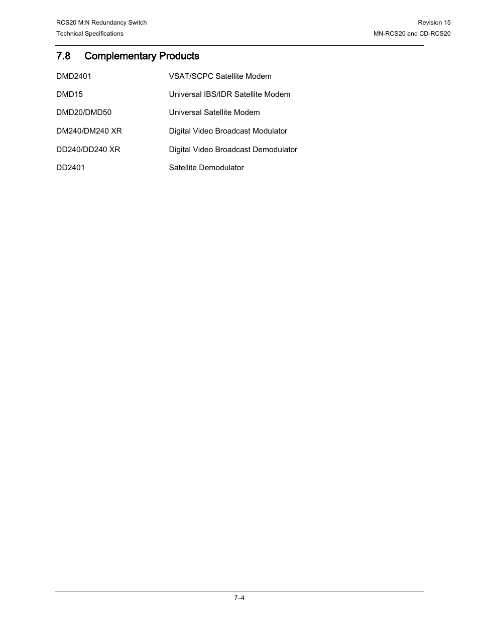 8 complementary products | Comtech EF Data RCS20 User Manual | Page 142 / 202