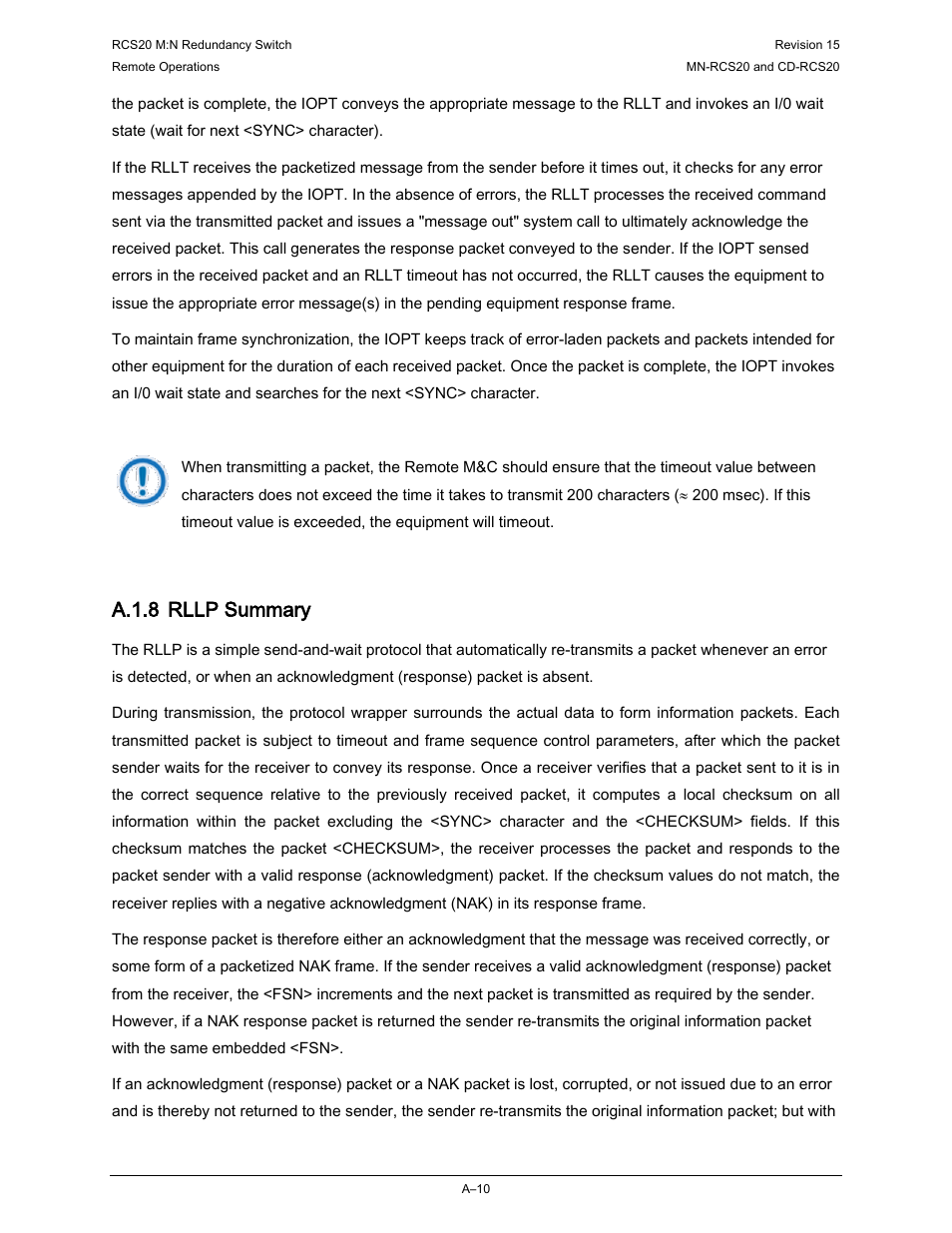 A.1.8 rllp summary | Comtech EF Data RCS20 User Manual | Page 152 / 202