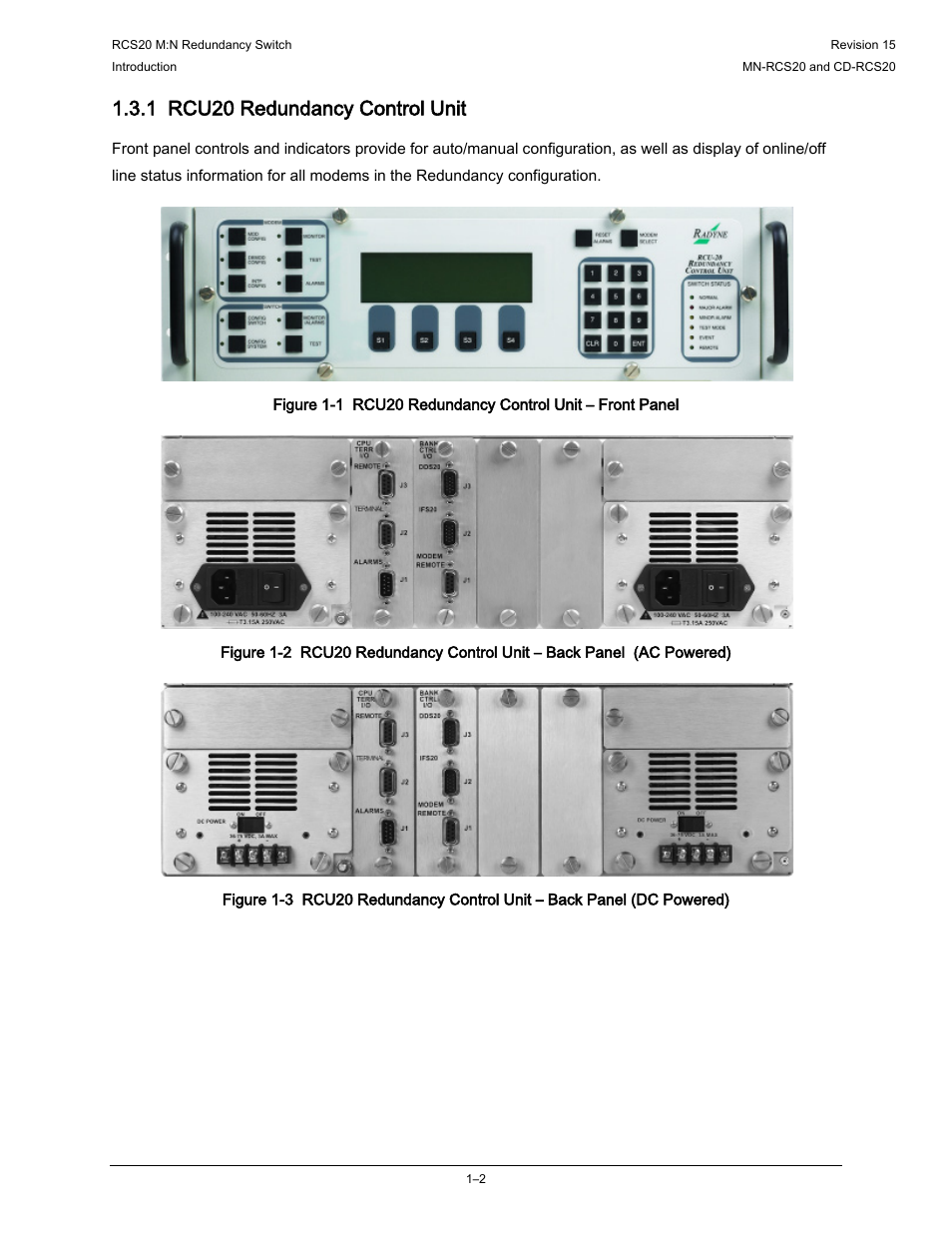 1 rcu20 redundancy control unit | Comtech EF Data RCS20 User Manual | Page 16 / 202