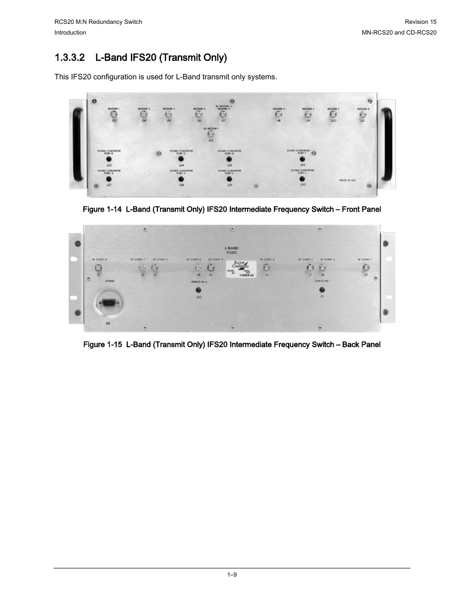 2 l-band ifs20 (transmit only) | Comtech EF Data RCS20 User Manual | Page 23 / 202