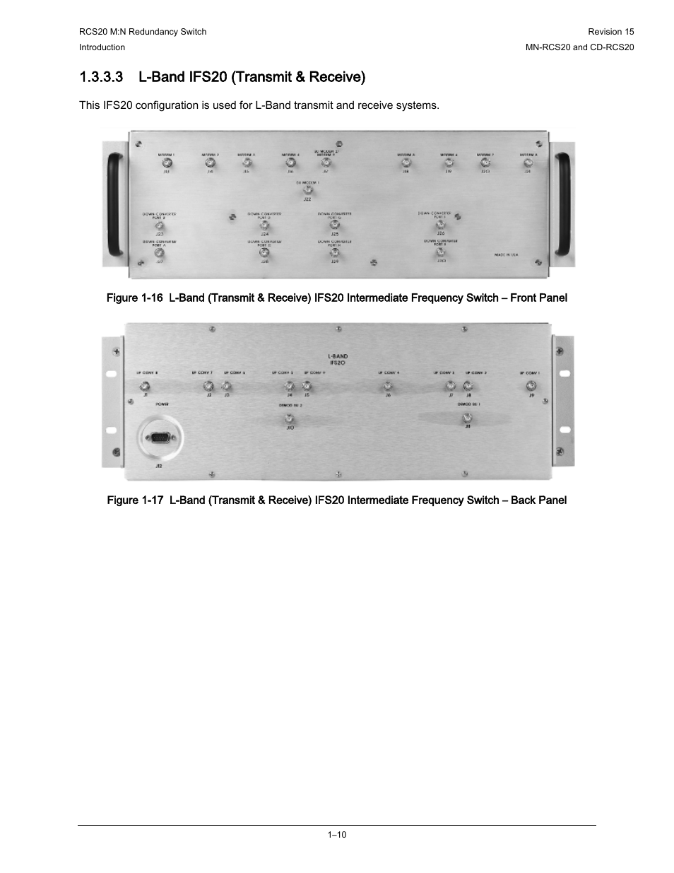 3 l-band ifs20 (transmit & receive) | Comtech EF Data RCS20 User Manual | Page 24 / 202