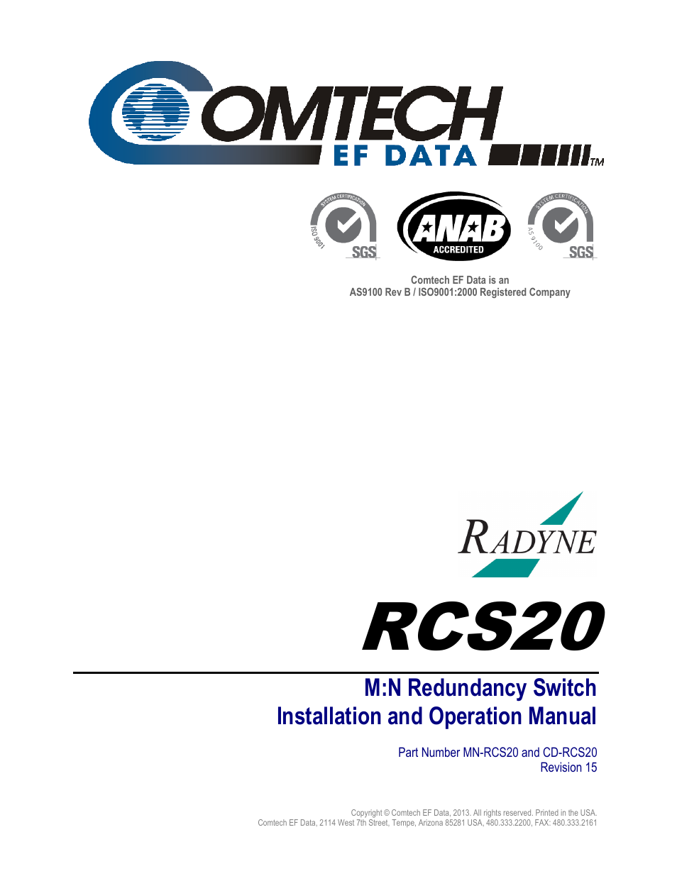 Rcs20 | Comtech EF Data RCS20 User Manual | Page 3 / 202