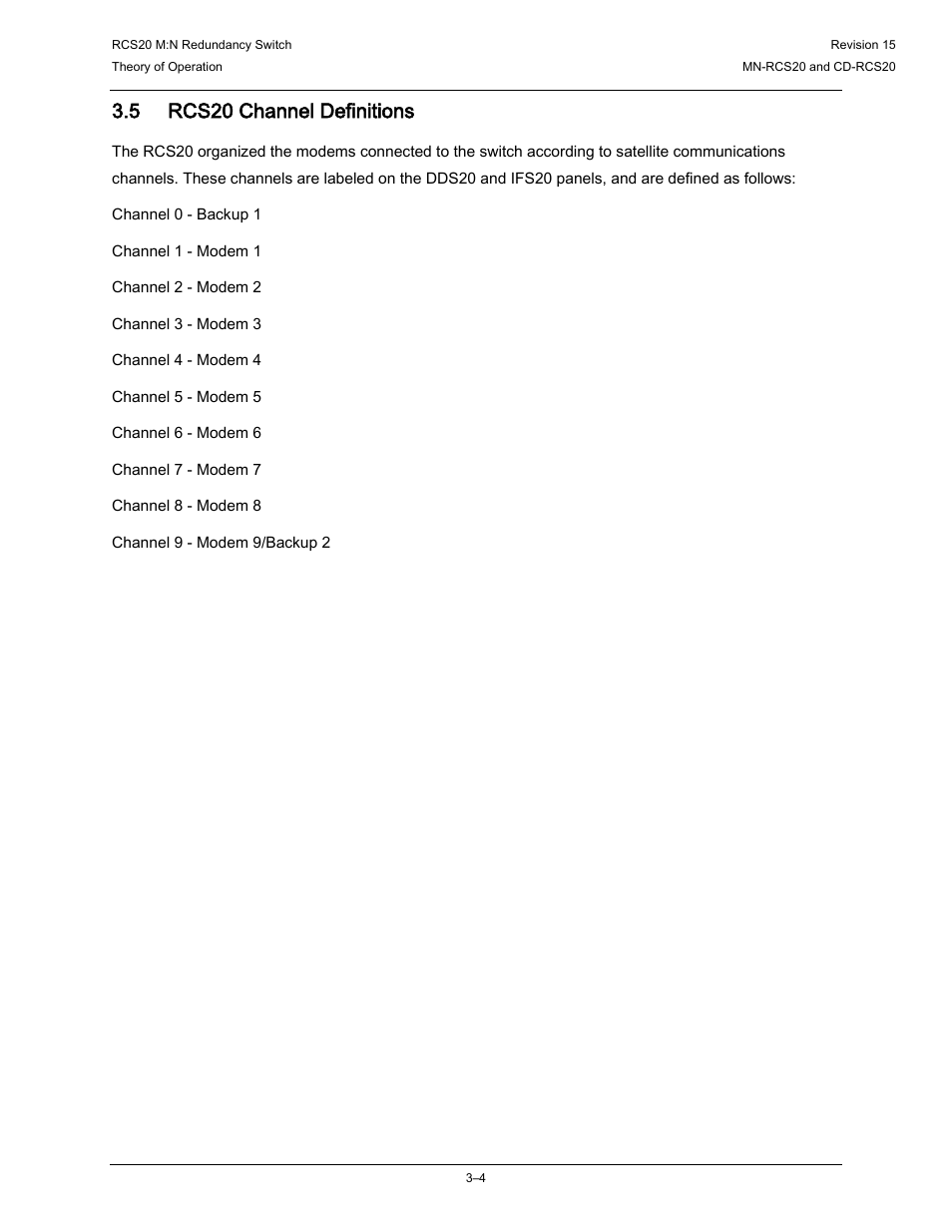 5 rcs20 channel definitions | Comtech EF Data RCS20 User Manual | Page 34 / 202